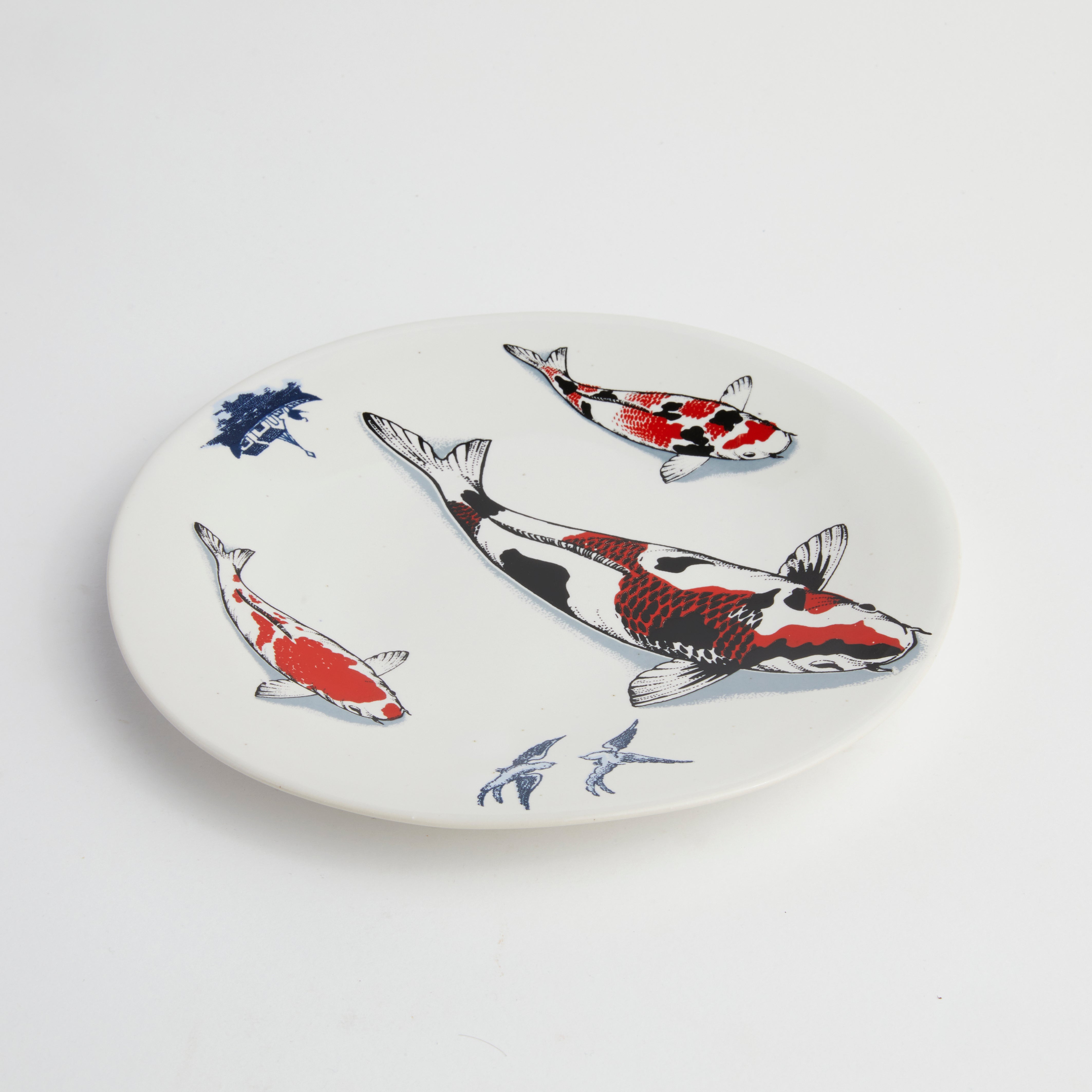 Red Koi & Blue Willow - Dinner Plate (set of 4)