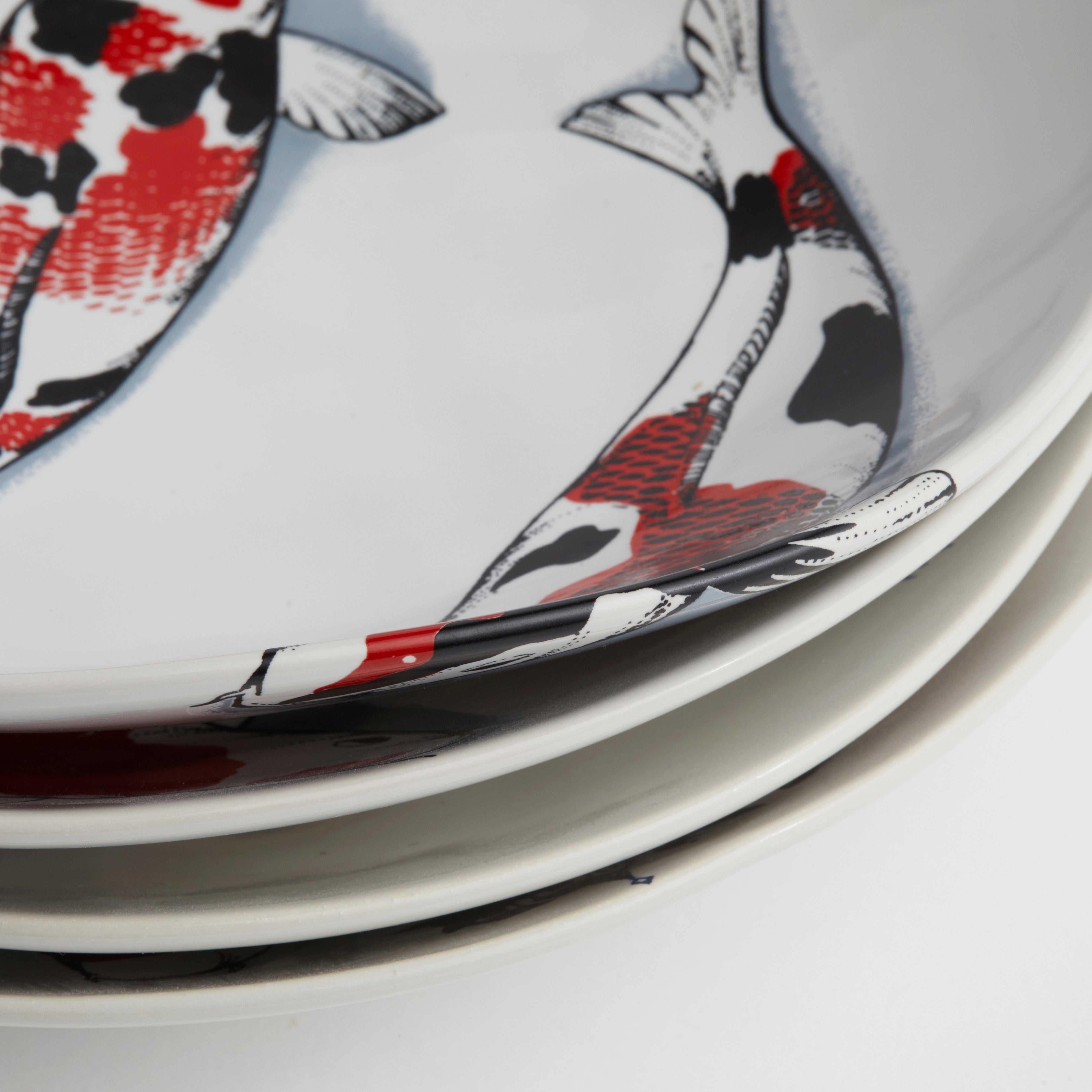 Red Koi & Blue Willow - Pasta Bowl (set of 4)
