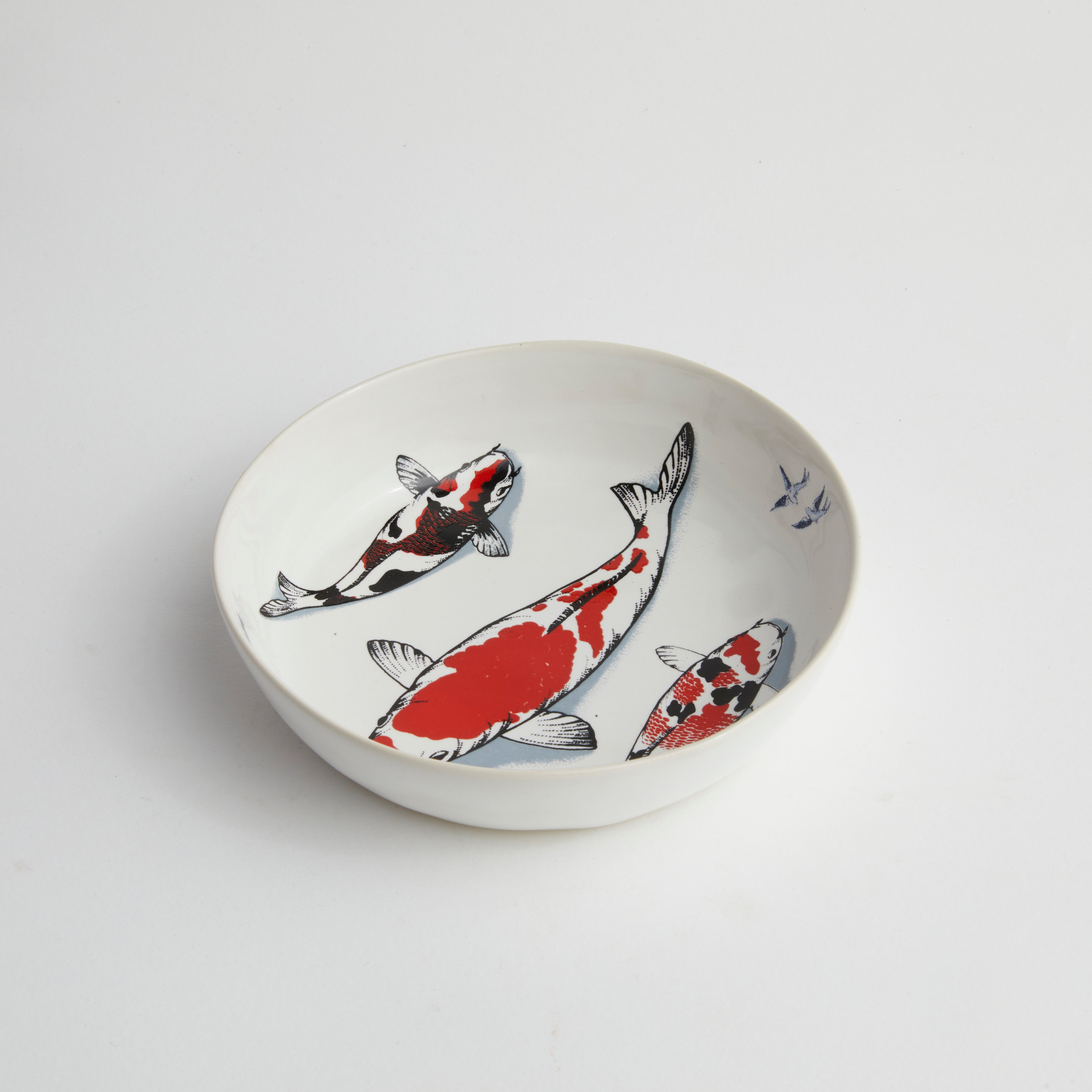 Red Koi & Blue Willow - Small Breakfast Bowl (set of 4)