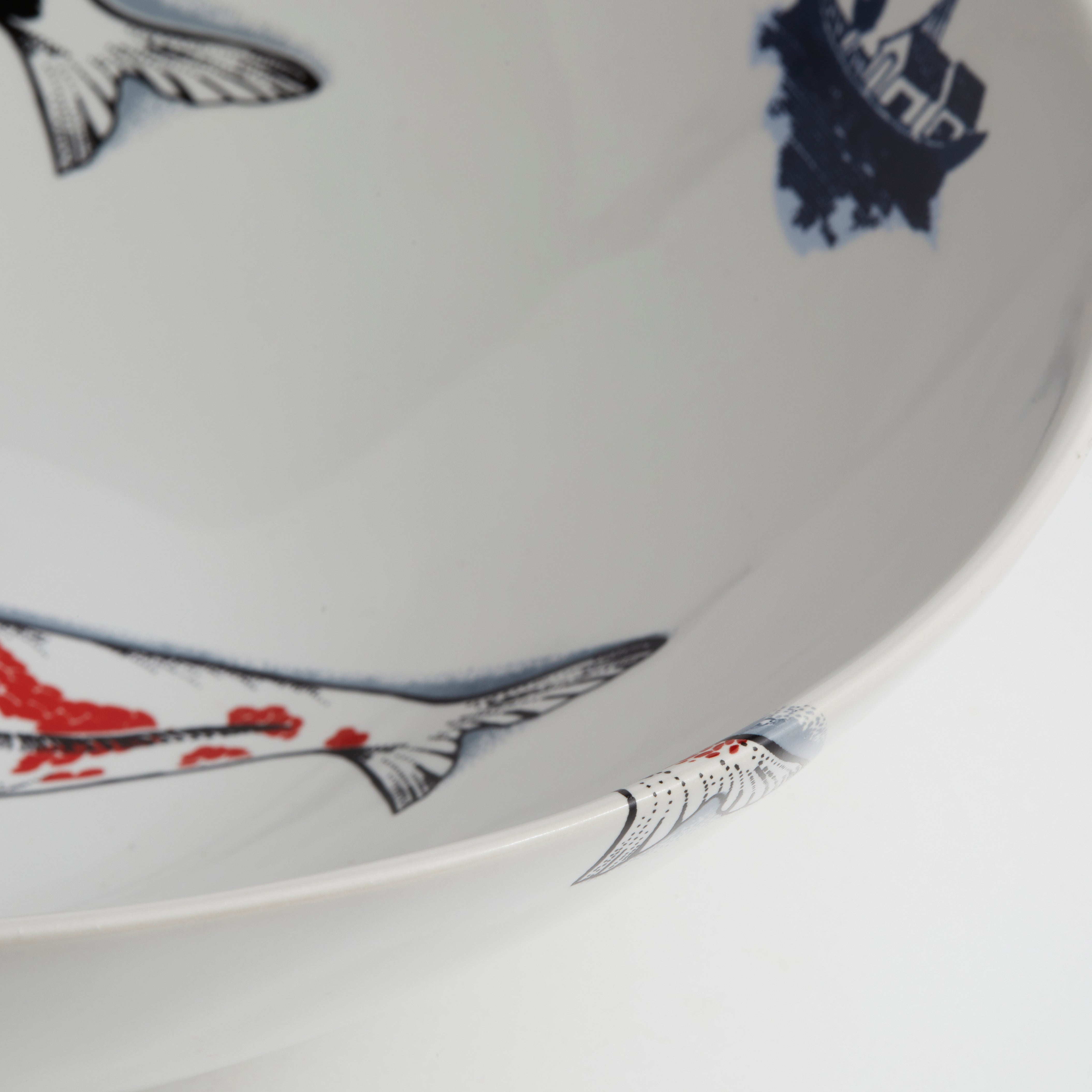 Red Koi & Blue Willow - Large Bowl