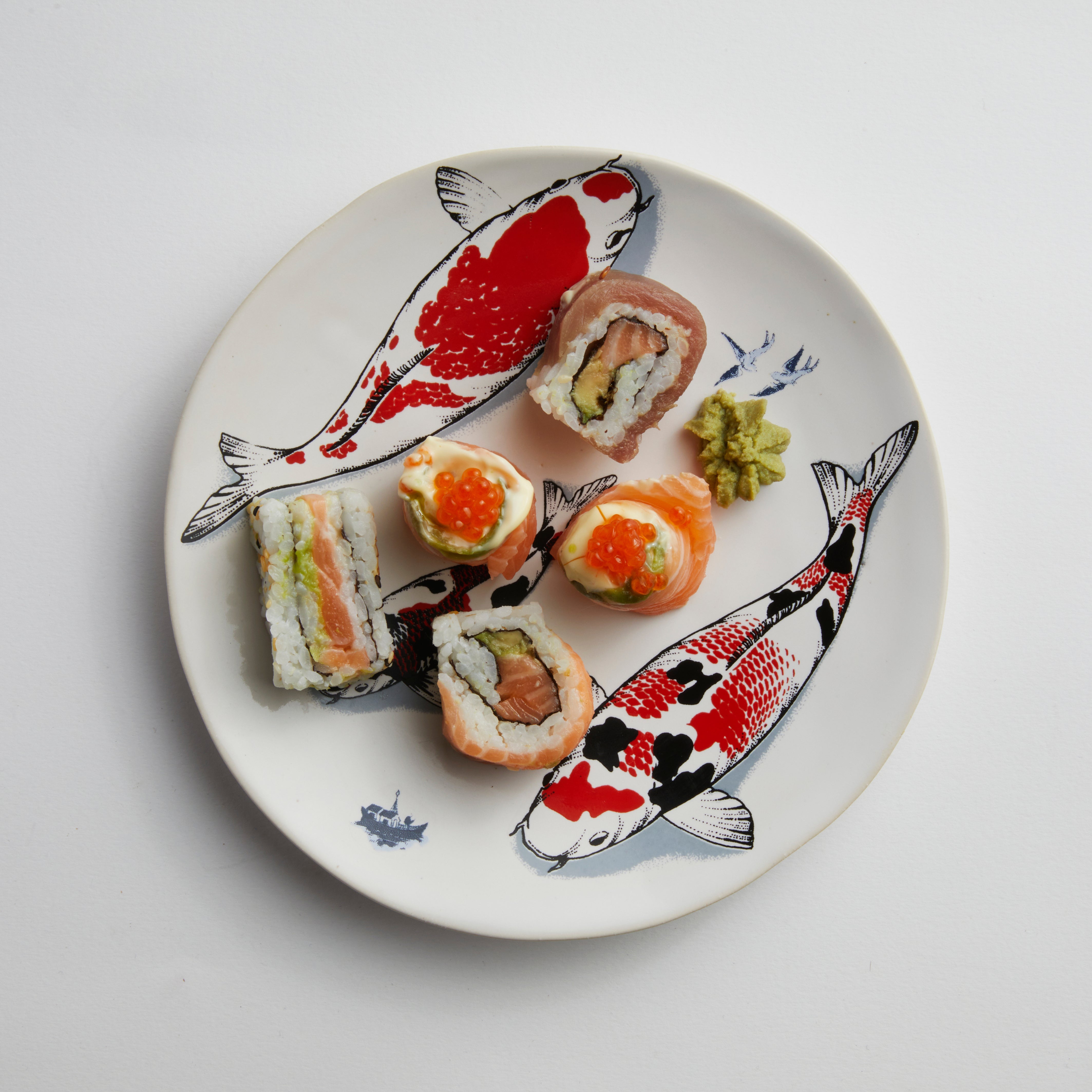 Red Koi & Blue Willow - Dinner Plate (set of 4)