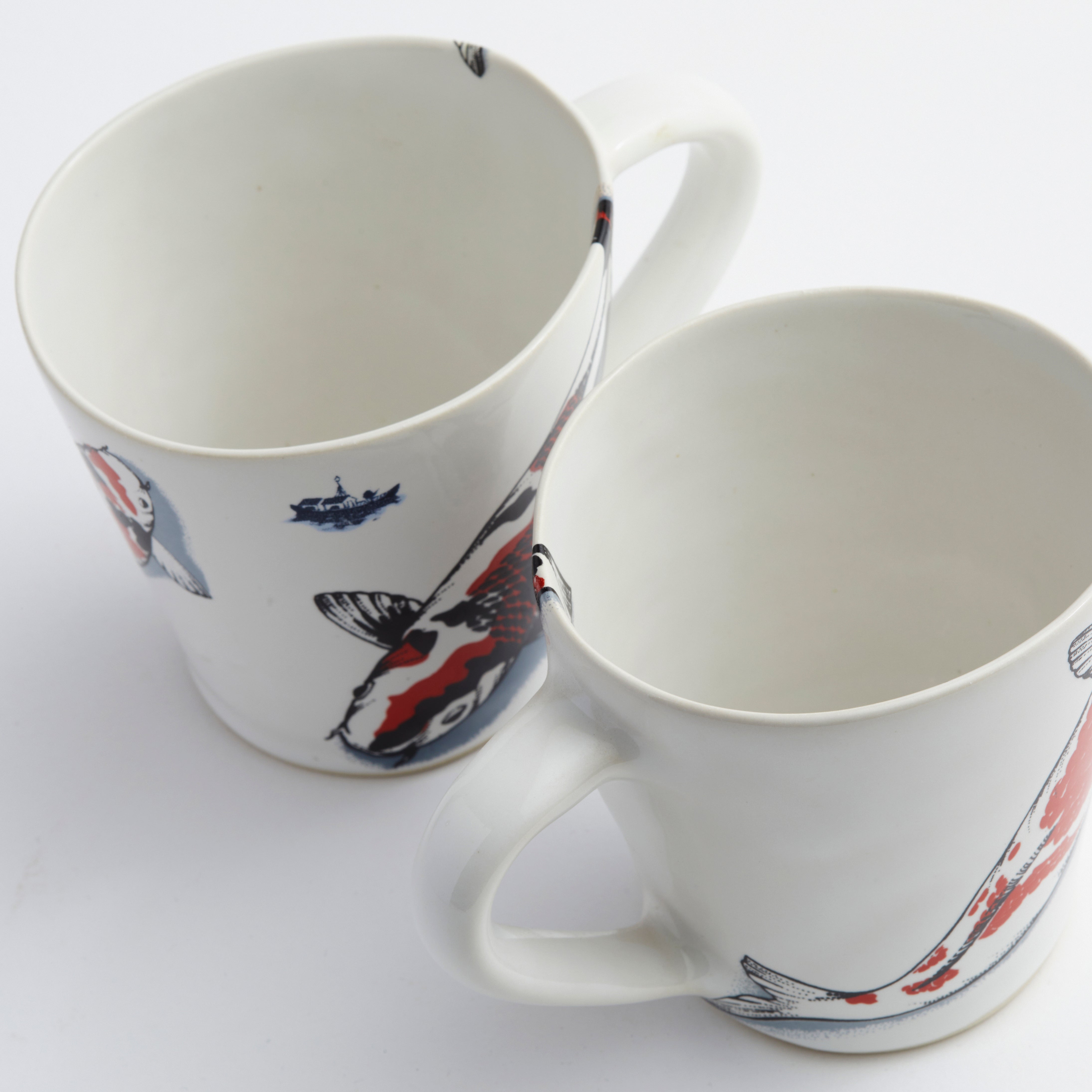 Red Koi & Blue Willow - Flare Mug (set of 4)