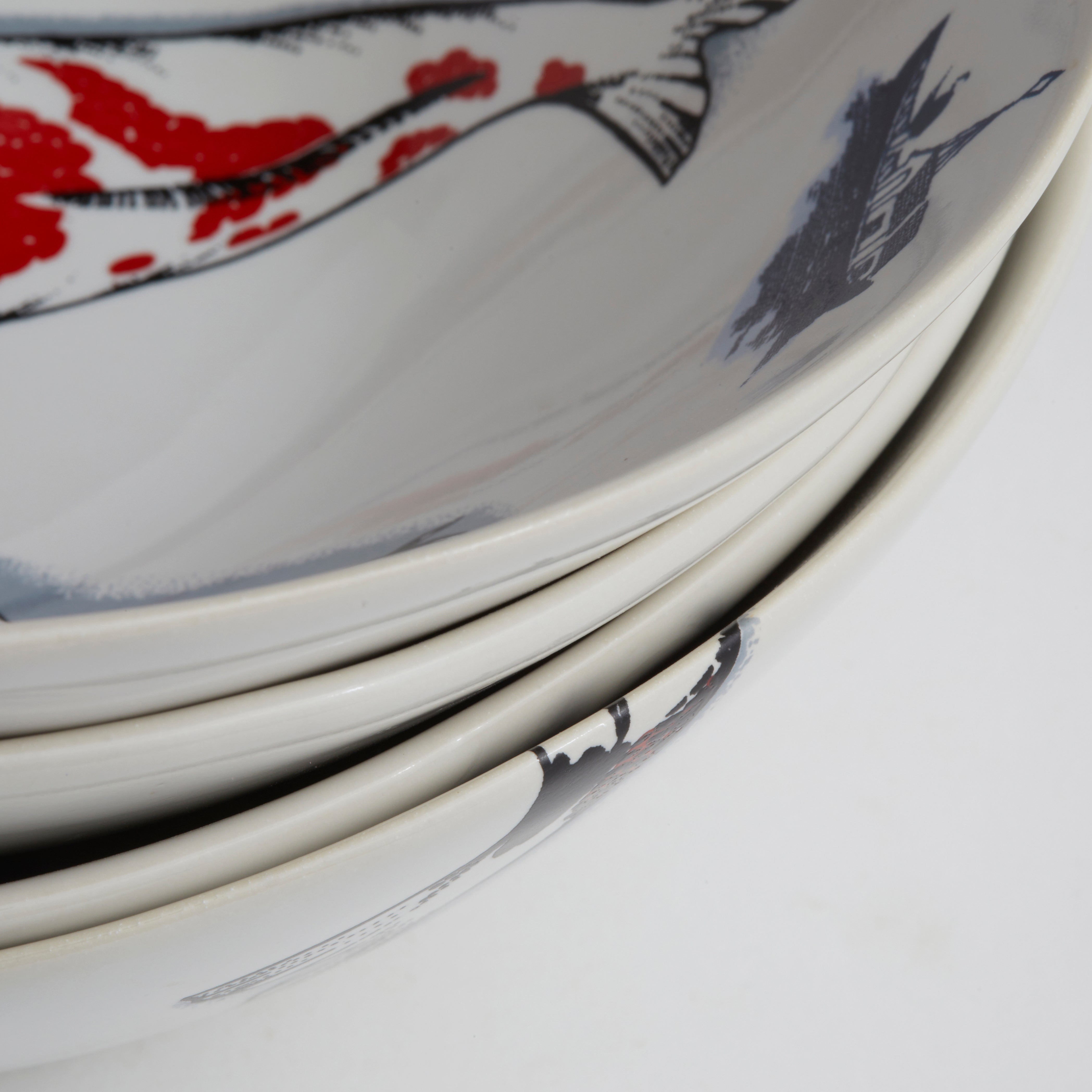 Red Koi & Blue Willow - WL Bowl (set of 4)