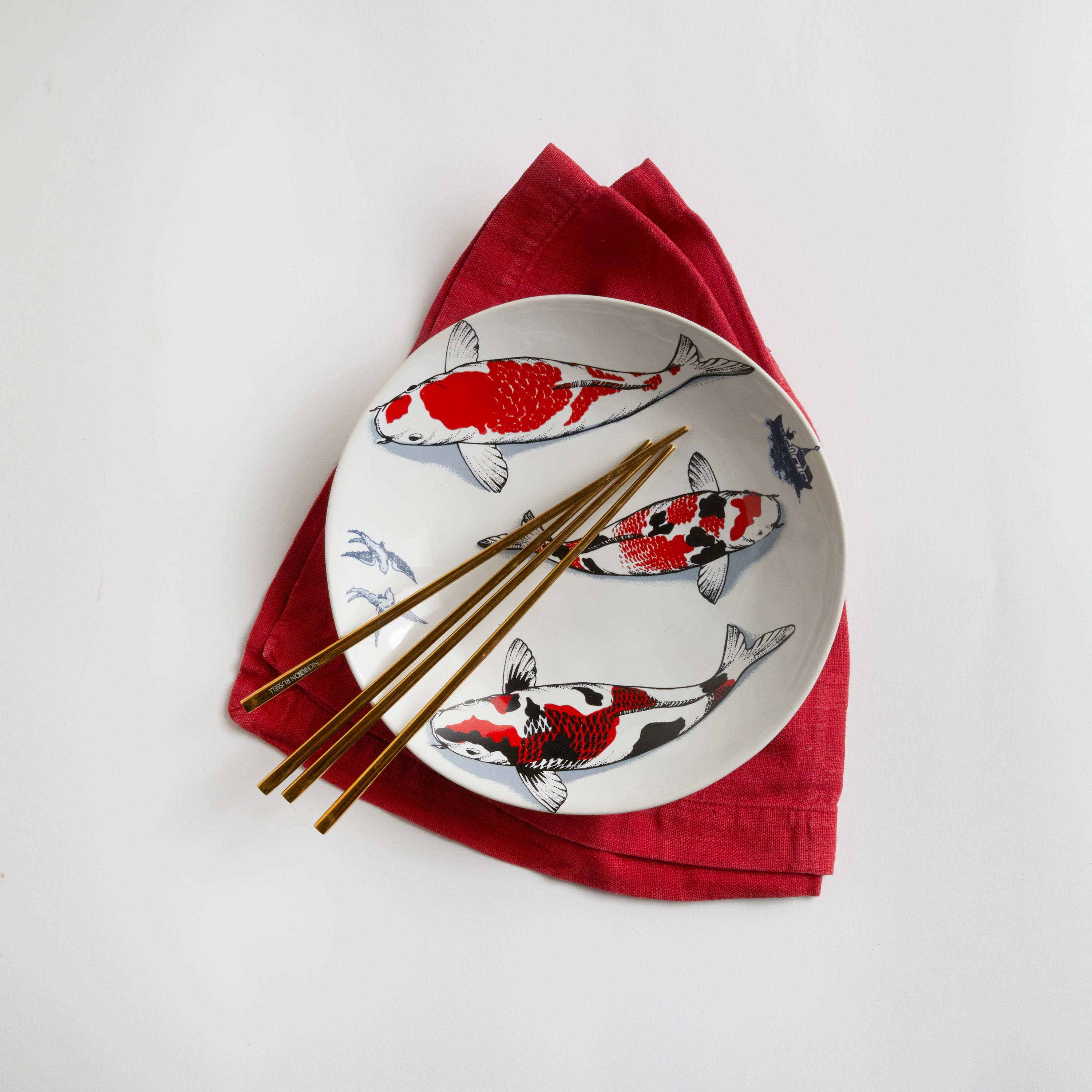 Red Koi & Blue Willow - Pasta Bowl (set of 4)