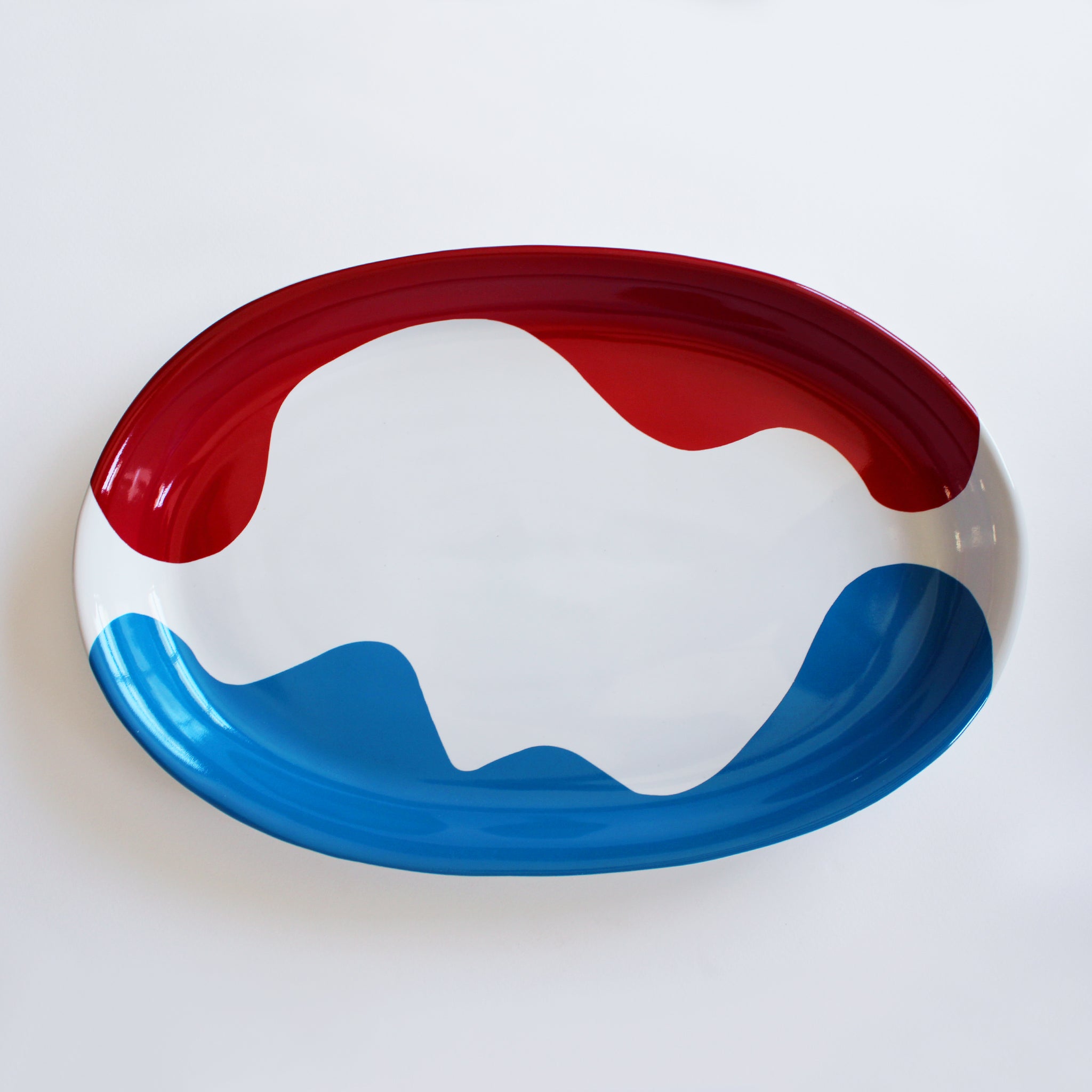 Gloss White Trout Platter accented with hand-applied sweeps of colour