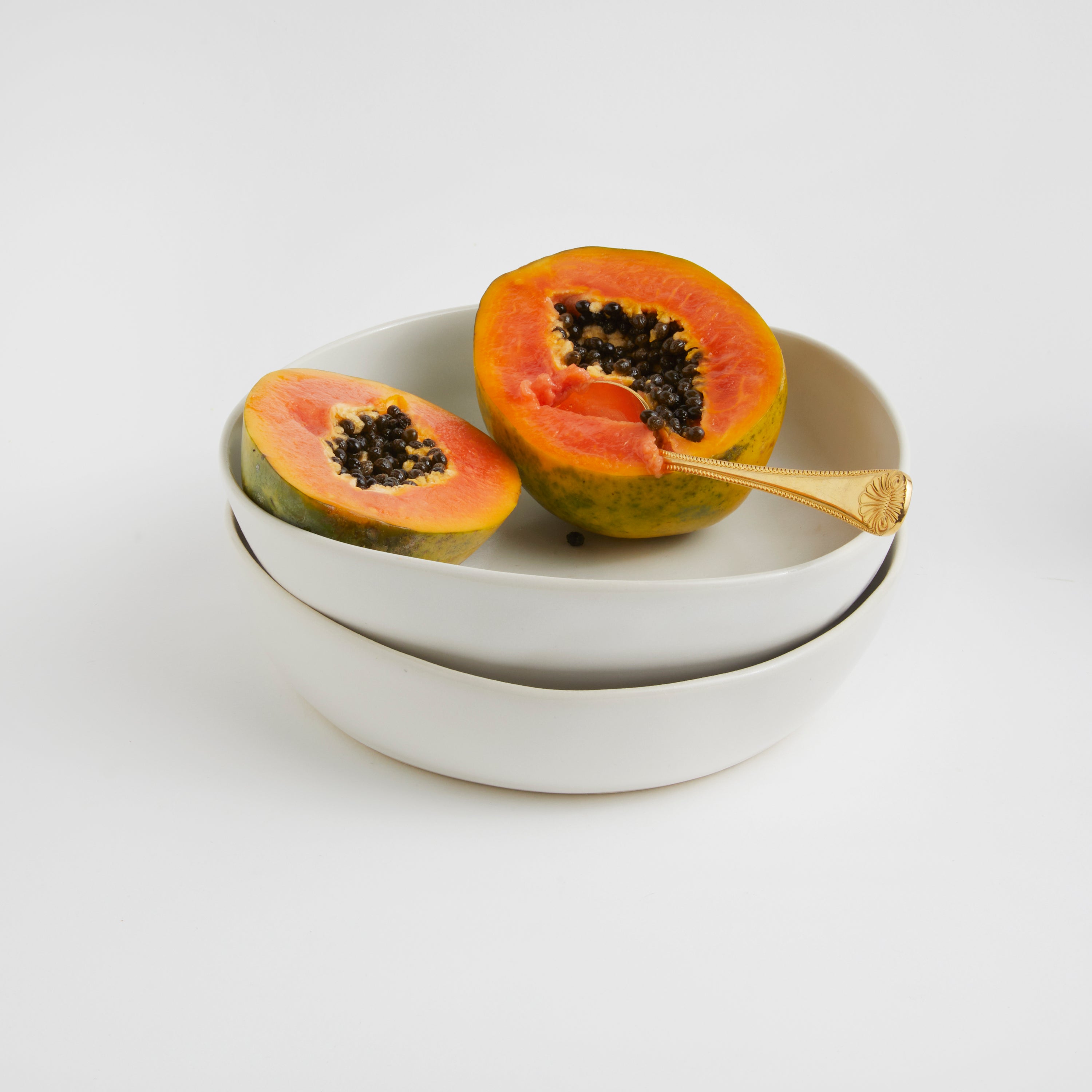 Satin Matte White - Oyster Bowl (set of 2)