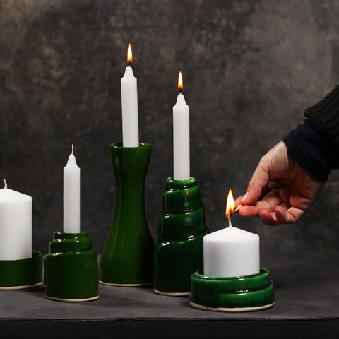 Fig Green & Moss Green Candle Holders