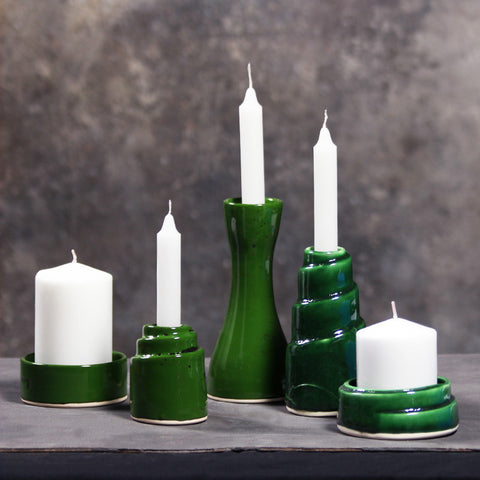Fig Green & Moss Green Candle Holders