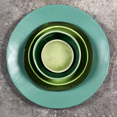 Green Plate & Bowls