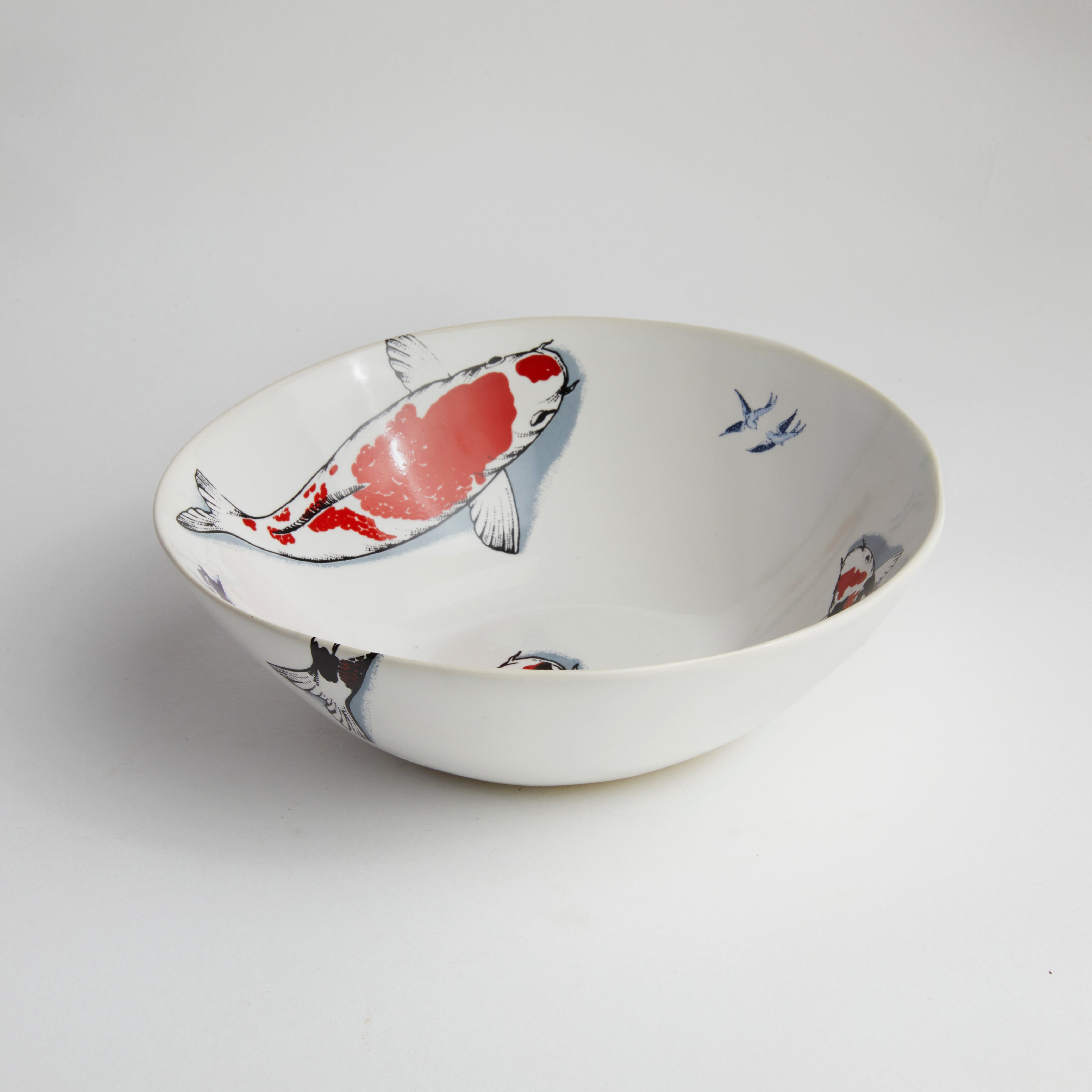 Red Koi & Blue Willow - WL Bowl (set of 4)