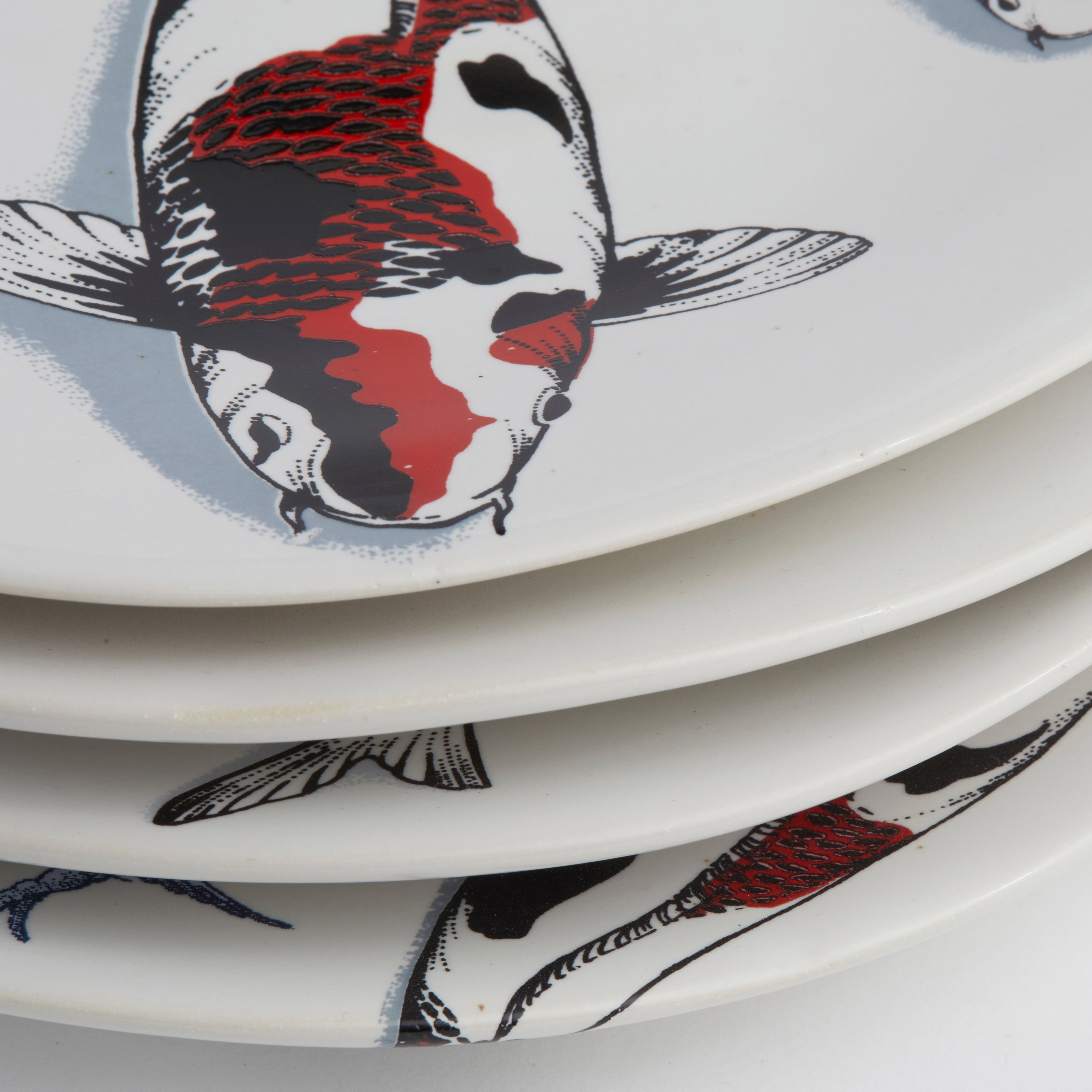Red Koi & Blue Willow - Dinner Plate (set of 4)