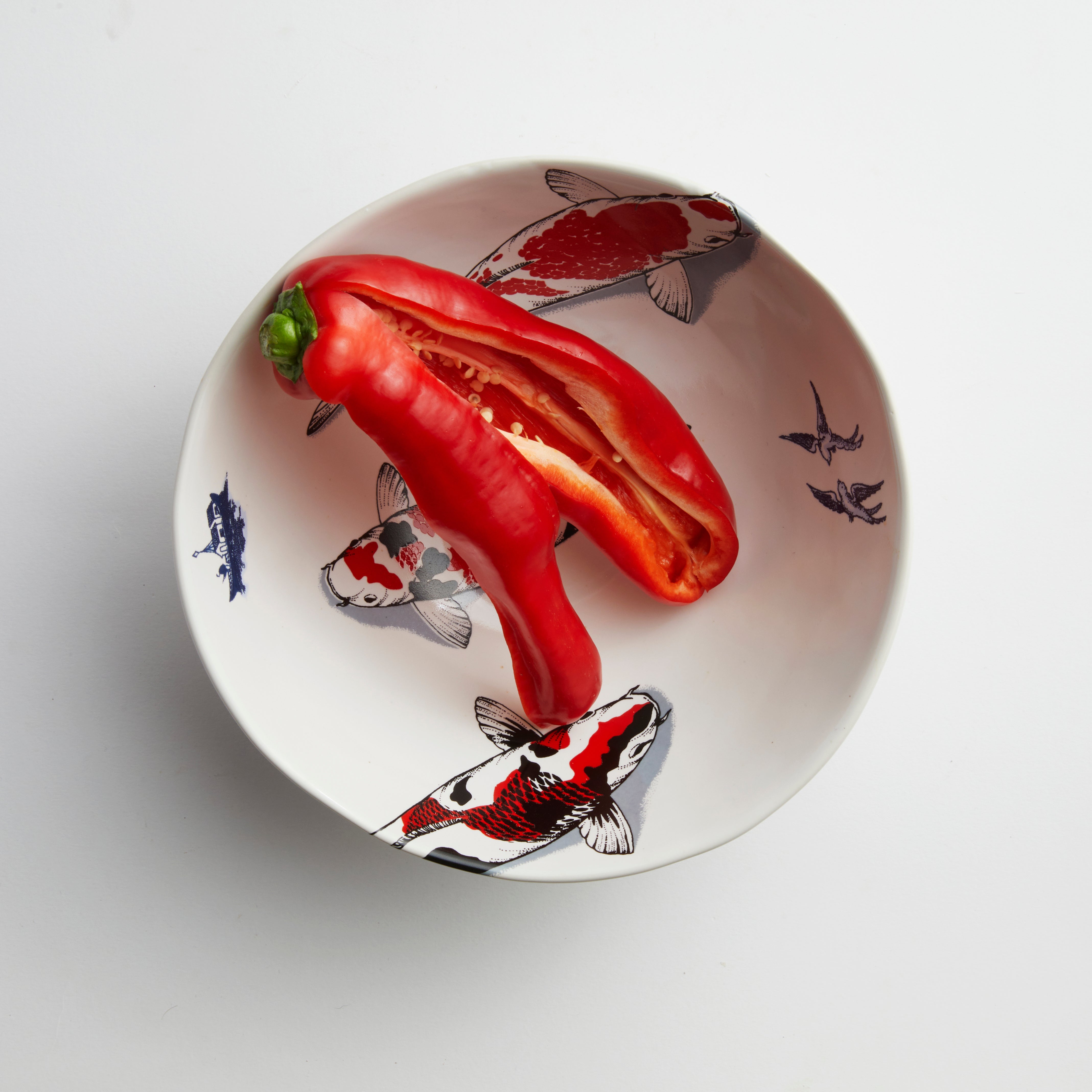 Red Koi & Blue Willow - Medium Bowl (set of 2)