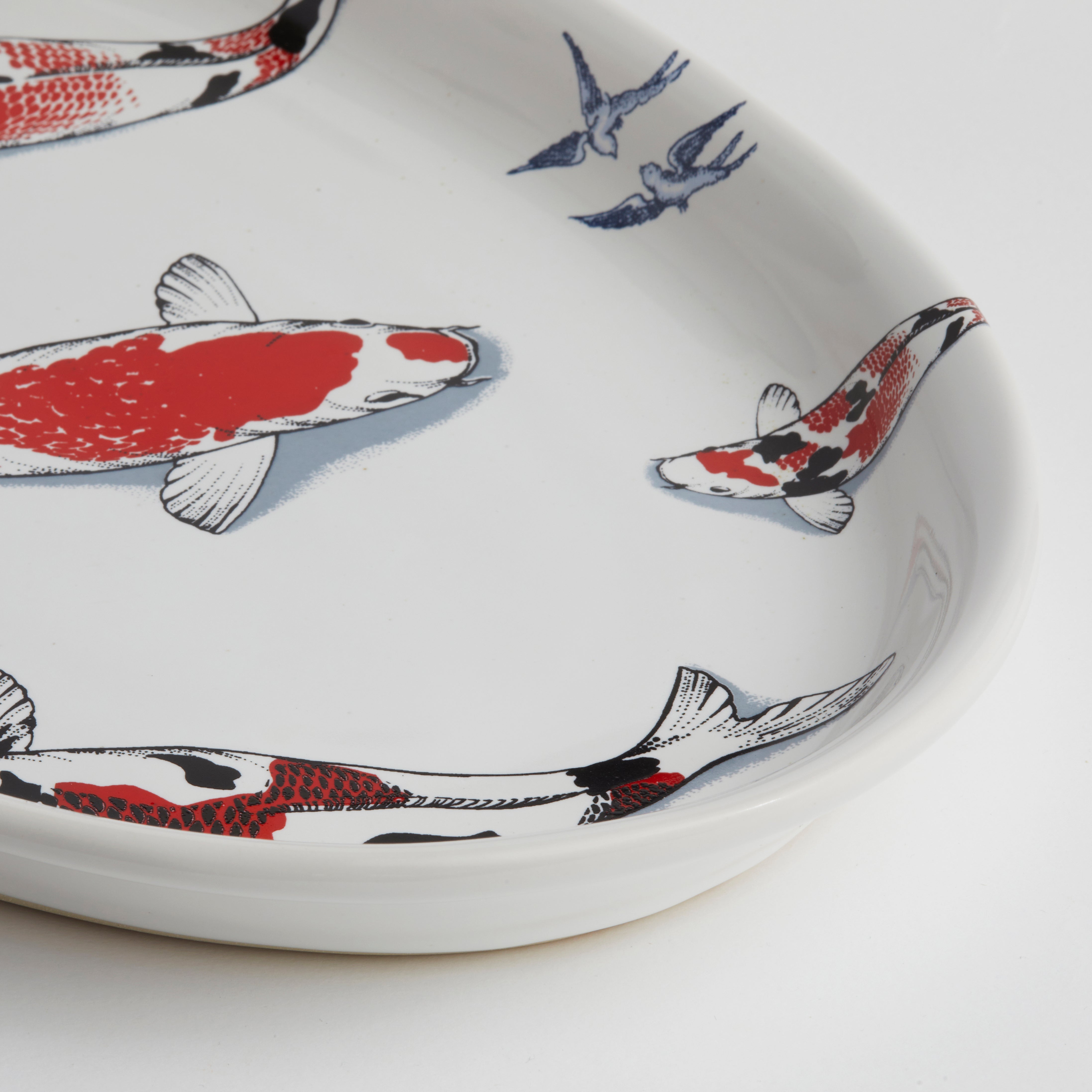 Red Koi & Blue Willow - Trout Platter
