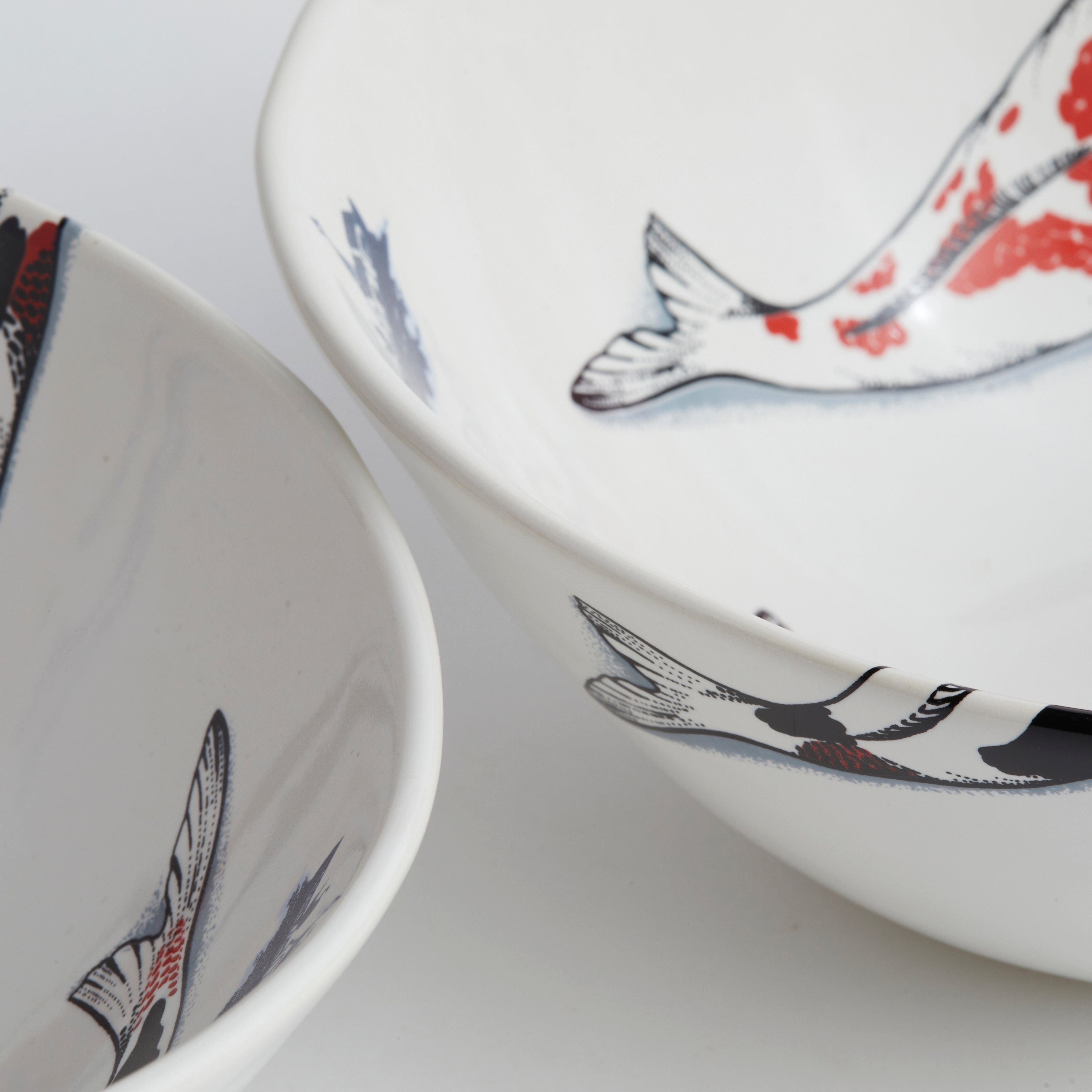 Red Koi & Blue Willow - Medium Bowl (set of 2)