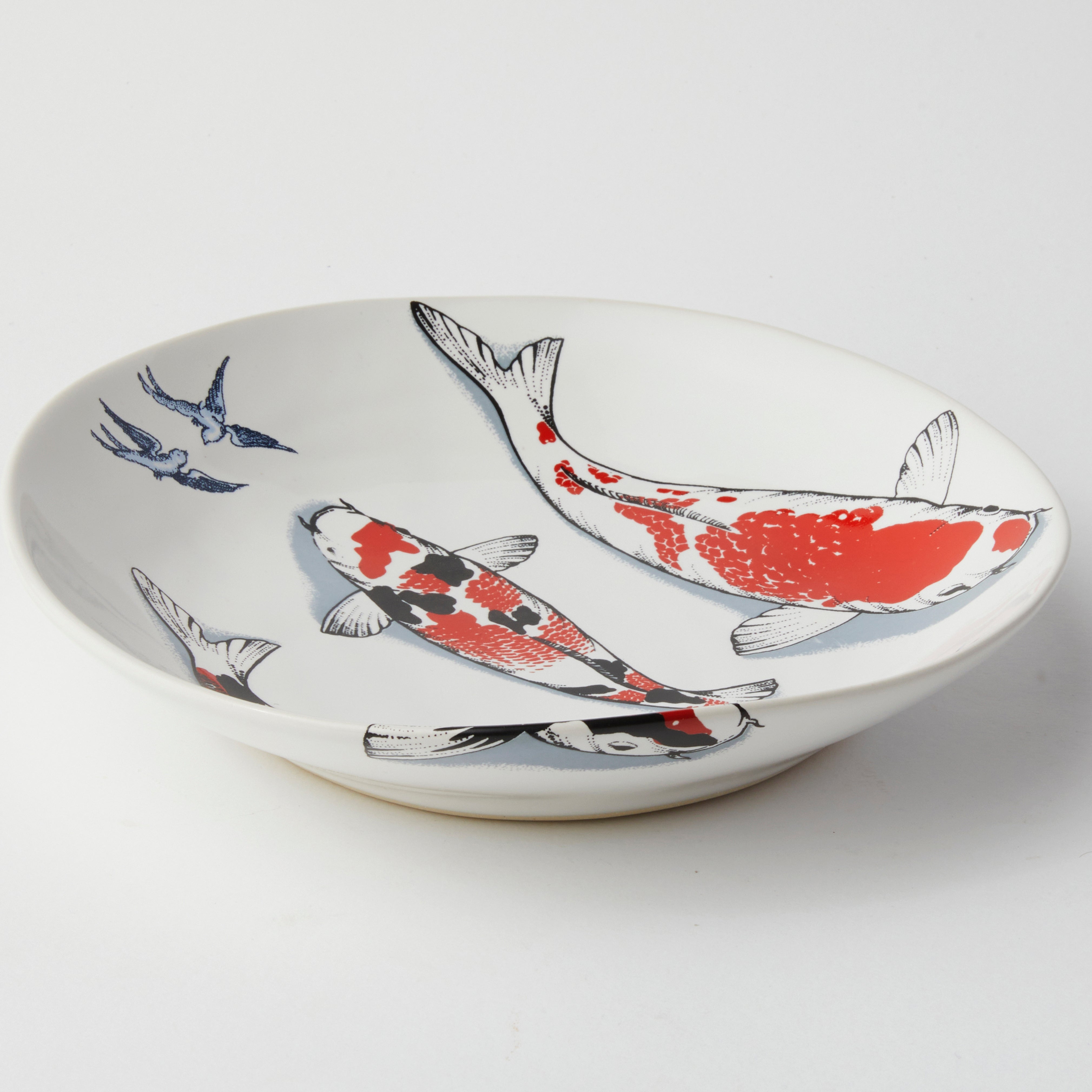 Red Koi & Blue Willow - Pasta Bowl (set of 4)