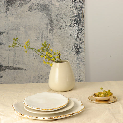 Gloss white with gold trim