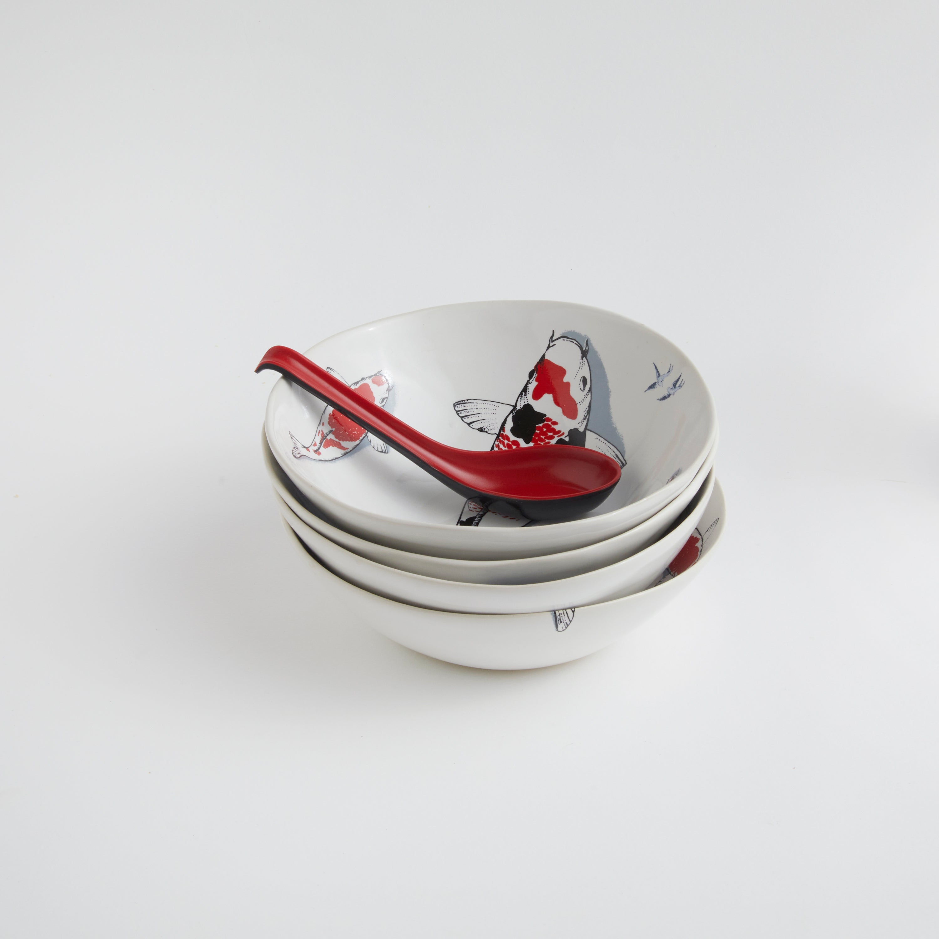 Red Koi & Blue Willow - WL Bowl (set of 4)