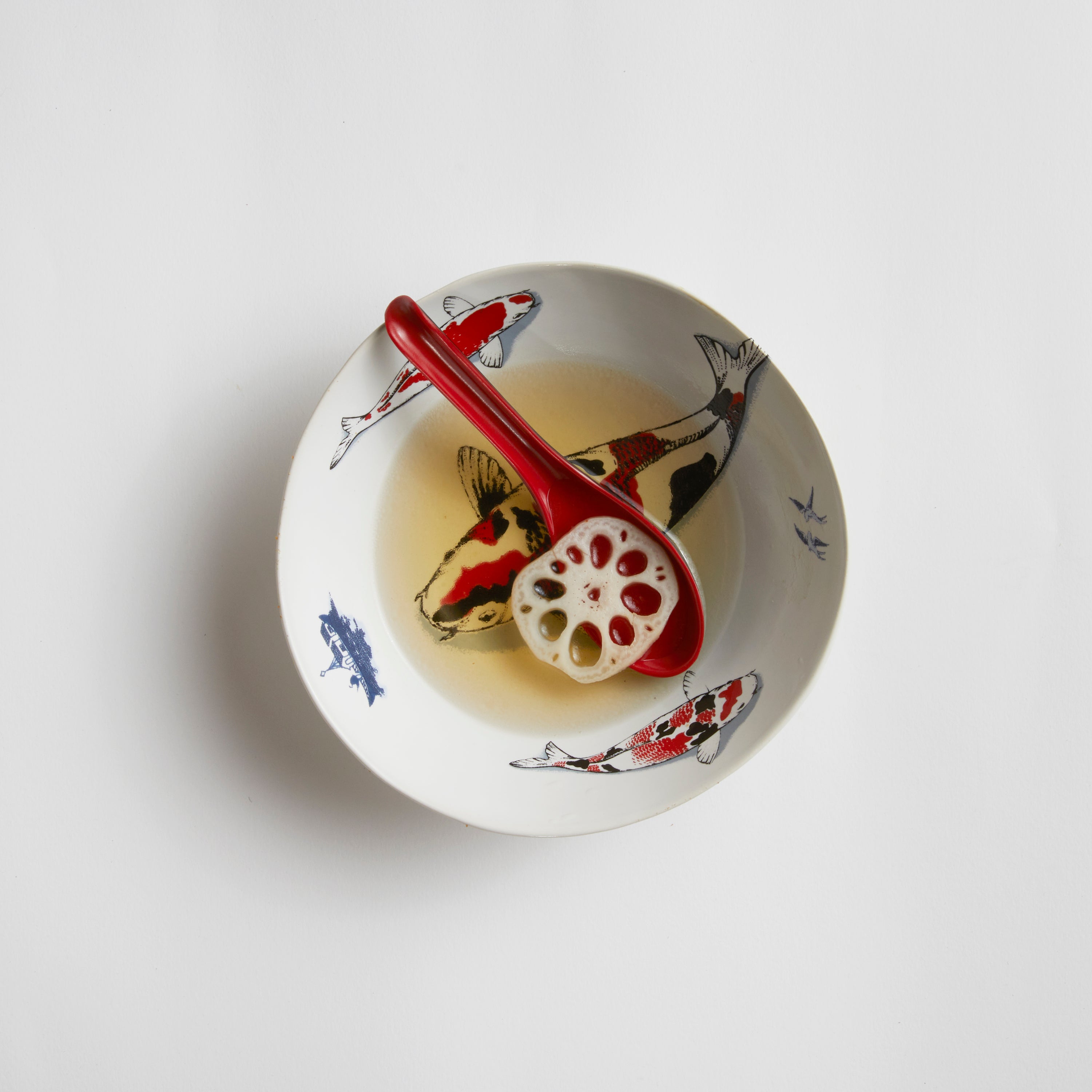Red Koi & Blue Willow - WL Bowl (set of 4)