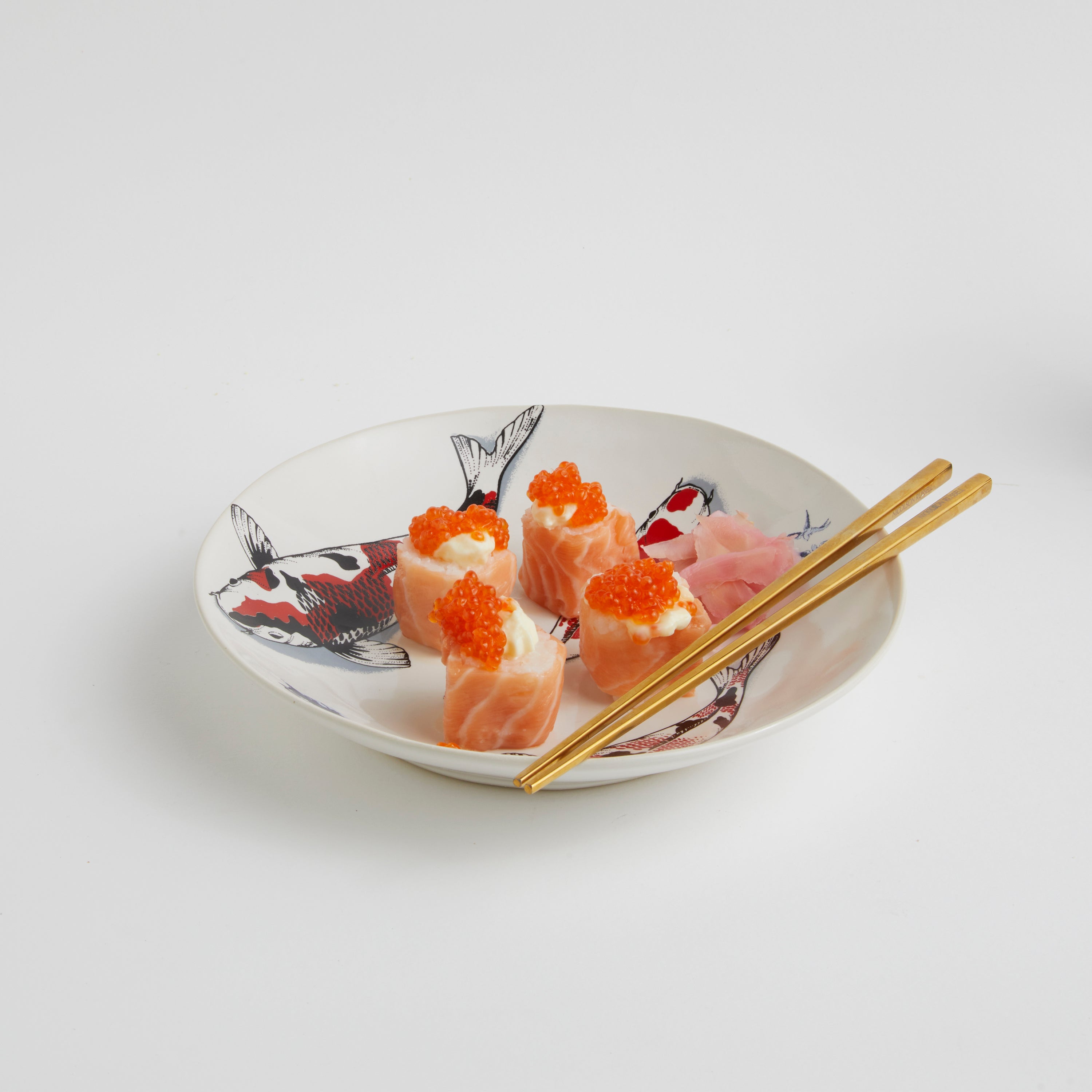Red Koi & Blue Willow - Pasta Bowl (set of 4)