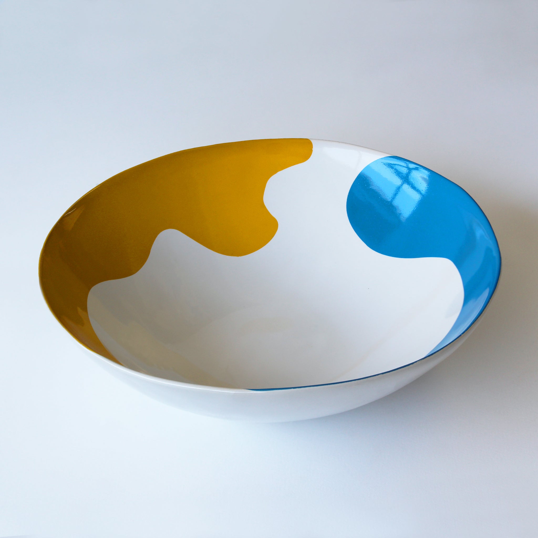 Gloss White Large Bowl accented with hand-applied sweeps of colour