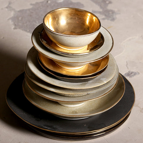 Gloss white with gold trim