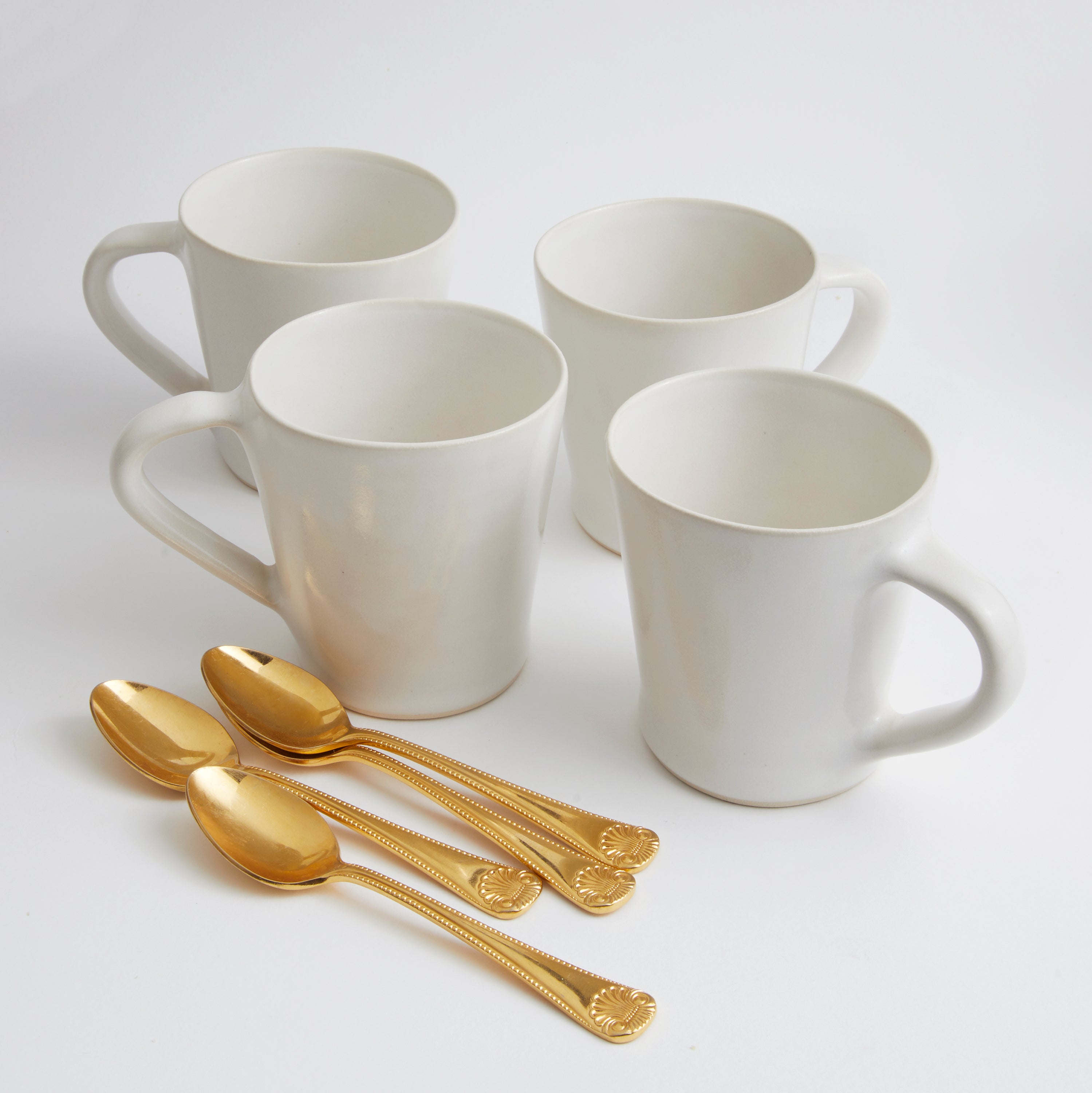 Satin Matte White - Flare Mug (set of 4)