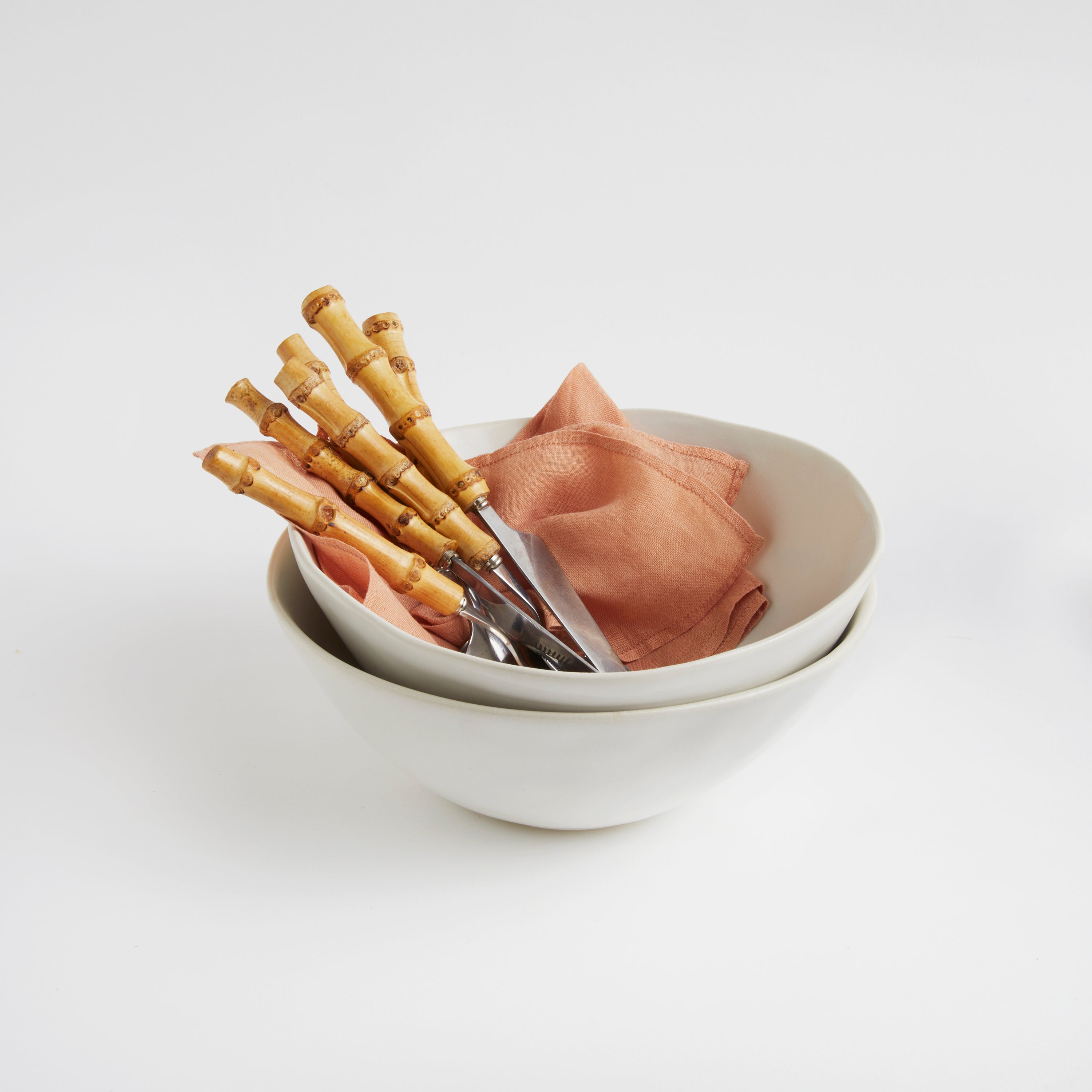 Satin Matte White - Medium Bowl (set of 2)